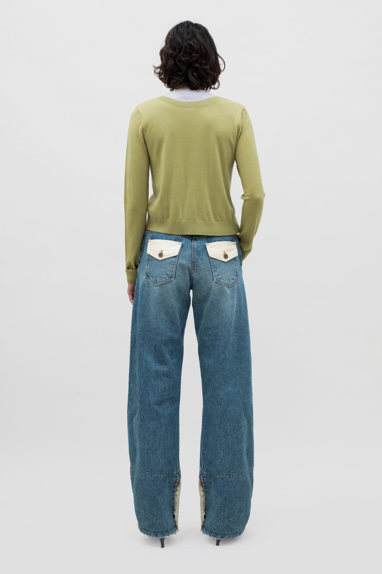 CONTRASTED HEM DENIM
